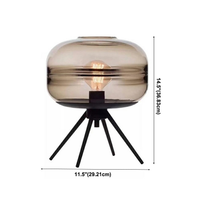 Contemporary Drum Night Table Lamps Metal and Glass Table Lamp for Bedroom