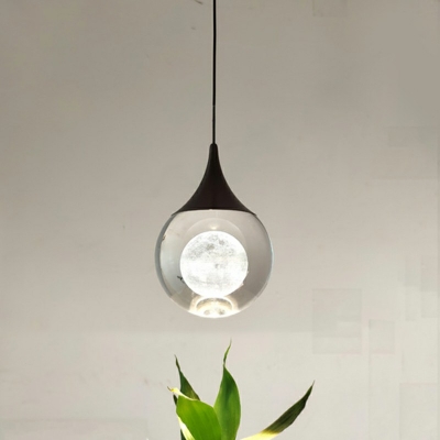 Crystal Globe Modern Ceiling Pendant Lamp 1 Light Minimalist Ceiling Light for Bedroom