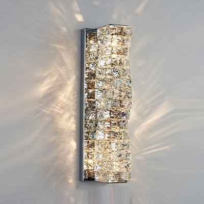 Crystal Linear Wall Mounted Light Fixture Modern Bedroom Flush Wall Sconce