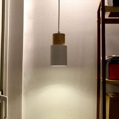 Drum Wood Simplicity 1 Light Bedroom Nordic Style Modern Minimalist Pendant Light