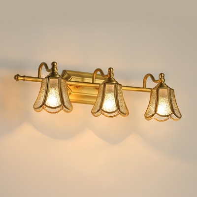 Glass 3 Light Brass Wall Sconces Lighting Fixtures Industrial Vintage Light Sconces for Bathroom