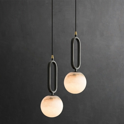 Globe 1 Light Stone Hanging Pendant Lights Modern Minimalist Ceiling Lamp for Bedroom