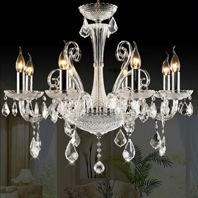Hanging Light Kit Candle Shade Modern Style Crystal Suspension Light for Living Room