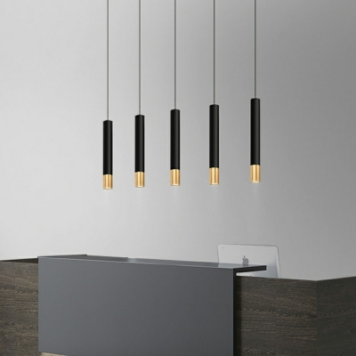 Linear 1 Light Modern Acrylic Ceiling Pendant Light Black Minimalist Hanging Light for Bedroom