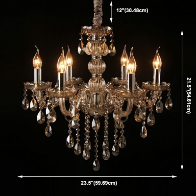 Nordic Style Crystal Chandelier Light Modern Style Metal Candle Shaped Pendant Light for Living Room