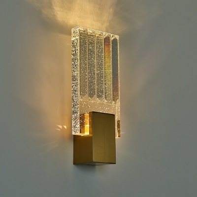 Rectangular Wall Hanging Lights Crystal and Metal Modern Sconce Light Fixture for Bedroom