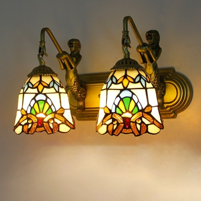 Tiffany Flush Mount Wall Sconce Traditional Vanity Sconce Lights for Bathroom