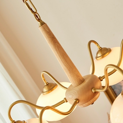 White Chandelier Lamp Bowl Shade Hanging Light Modern Style Glass Pendant Light for Living Room
