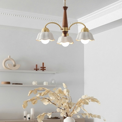 White Pendant Light Kit Flower Shade Modern Style Ceramics Chandelier Pendant Light for Living Room