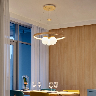 White Pendant Light Kit Globe Shade Modern Style Glass Drop Lamp for Living Room