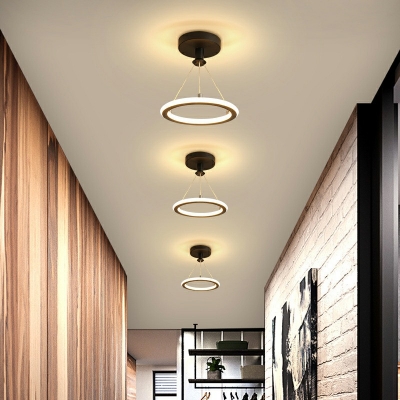 1-Light Hanging Lights Kit Minimalism Style Circle Shape Metal Warm Light Chandelier Lamp