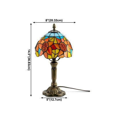 1-Light Nightstand Lamp Tiffany Style Dome Shape Glass Night Table Lamps