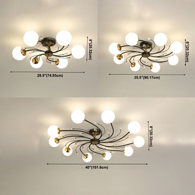 10-Light Flushmount Lighting Minimalism Style Globe Shape Glass Ceiling Mounted Light