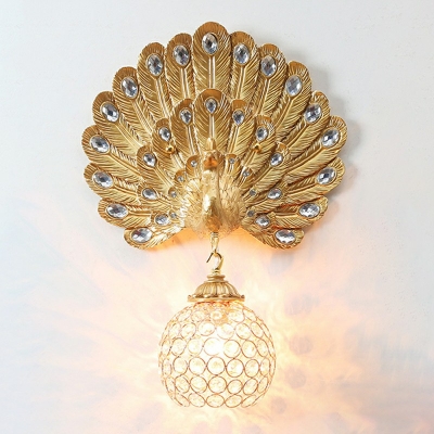 Crystal Globe 1 Light Flush Mount Wall Sconce Modern Suspension Lamp for Living Room