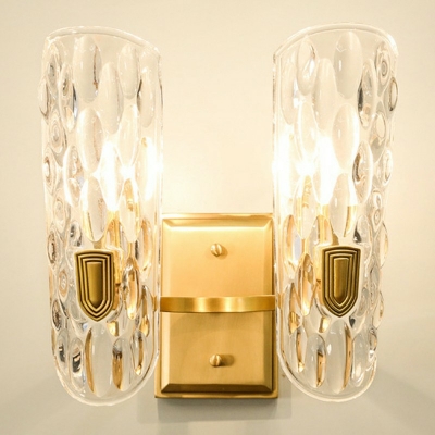 Glass Shade Wall Mounted Lamps Gold Metal Flush Mount Wall Sconce for Bedroom