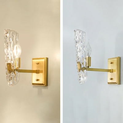 Glass Shade Wall Mounted Lamps Gold Metal Flush Mount Wall Sconce for Bedroom