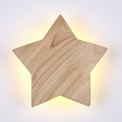 Japanese Style LED Wall Lamp Modern Style Wood Star Shaped Wall Light for Aisle
