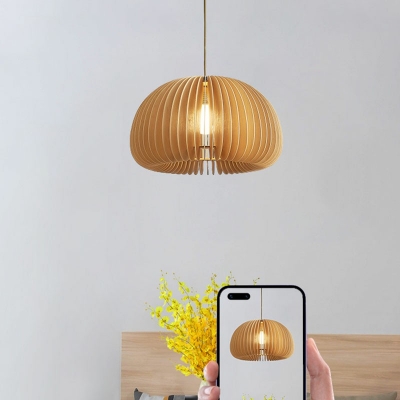 Modern Simple Suspension Pendant 1 Light Wood Hanging Light Fixtures for Living Room Bedroom