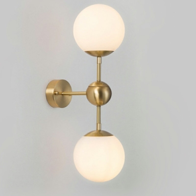 Modern Style Globe Wall Sconce Metal 2 Lights Wall Sconce Lights in Gold Finish