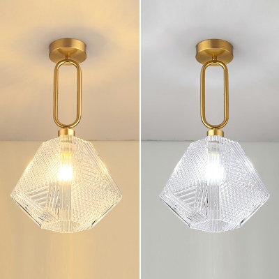 Semi Flush Diamond Shade Modern Style Crystal Semi Flush Light for Living Room