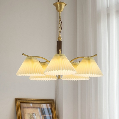 White Chandelier Umbrella Shade Modern Style Fabric Pendant Light for Living Room