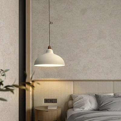 Wood Pendulum Lights Modern 1 Light Dome Ceiling Pendant Lamp Minimalist Ceiling Lamp for Bedroom