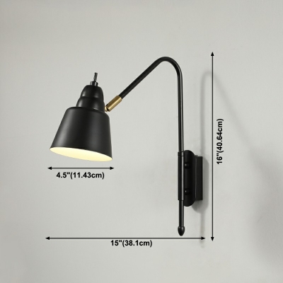 1-Light Sconce Light Fixture Industrial Style Cone Shape Metal Wall Mount Lighting
