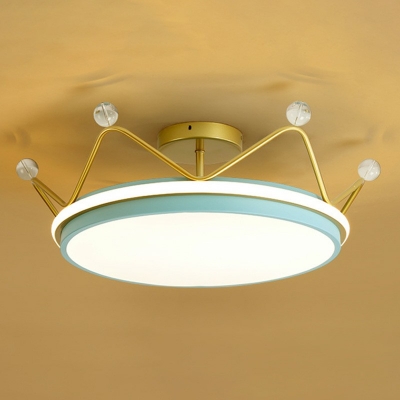 2-light Ceiling Mounted Fixture Kids Style Crown Shape Metal Flush Mount Lighting