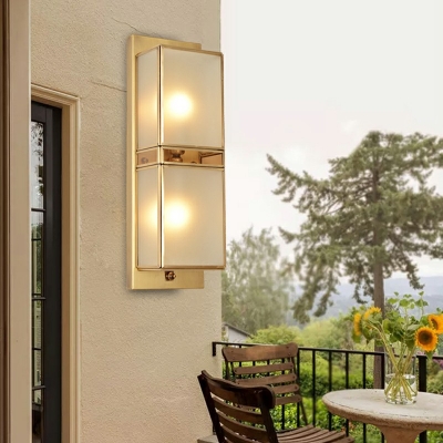 2-Light Sconce Lights Minimalism Style Rectangle Shape Metal Wall Mount Lamp