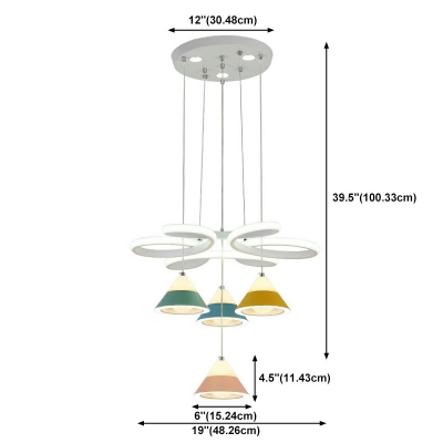 8-Light Chandelier Lighting Minimalist Style Cone Shape Metal Hanging Light Kit