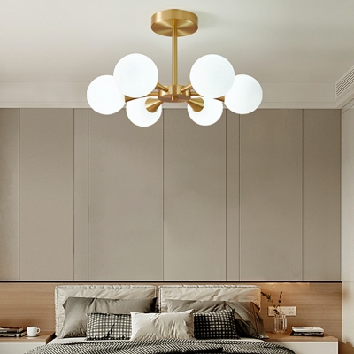 All-copper Glass Pendant Light Modern and Simple Chandelier Light for Living Room