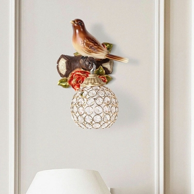 Bird Globe Crystal Wall Mounted Light Fixture Modern Metal Living Room Wall Mounted Lamps