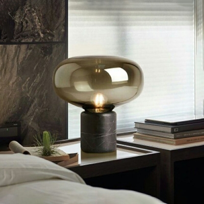 Cement Base Nightstand Lamp Modern Glass and Stone Nordic Style Night Table Lamps for Bedroom