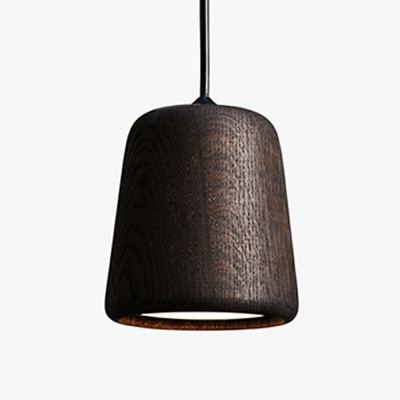 Contemporary Drop Pendant 1 Head Wood Hanging Light Fixtures for Bedroom