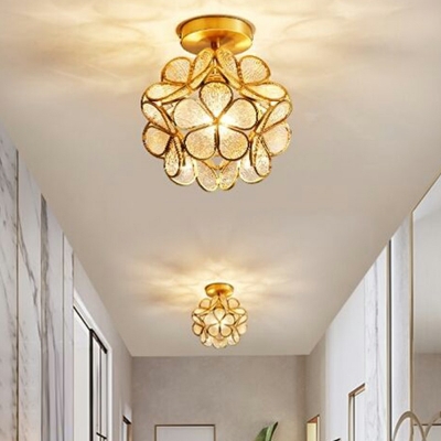 Flush Ceiling Light Globe Shade Modern Style Glass Flush Mount Ceiling Light for Living Room