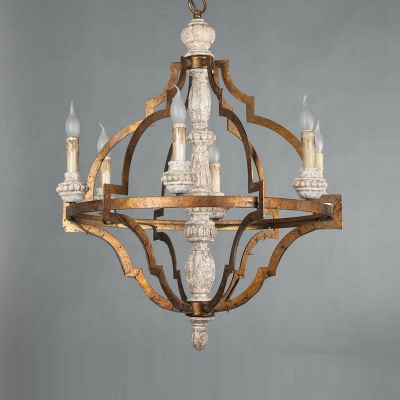 Franch Style Wood Celling Light American Style Candlestick Chandelier Light for Dinning Room