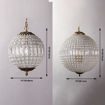 Hanging Chandelier Globe Shade Modern Style Crystal Ceiling Pendant Light for Living Room