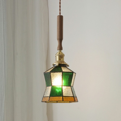 Hanging Light Fixtures Lattice Shade Modern Style Glass Pendant Light Kit for Living Room