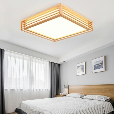 Modern Flush Mount Fixture LED Wood Flush Mount Ceiling Lamp for Living Room