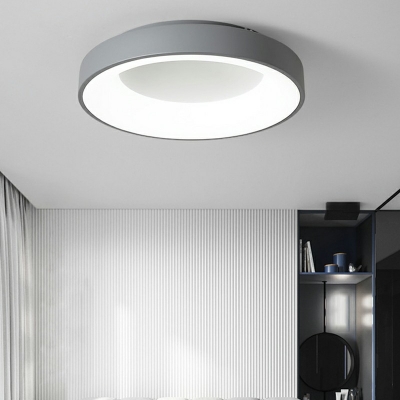 Modern Style Circular Flush Mount Lighting Metal 1 Light Flush Mount Fixture in Grey