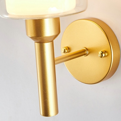 Opal Glass Cylindrical Wall Mounted Light Modern Style 1 Light Wall Mount Lighting in Gold