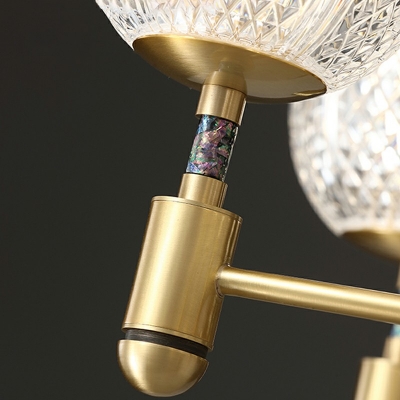 Postmodern Hanging Light Kit Metal Chandelier Glass Shade for Living Room