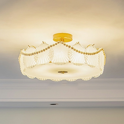 Ultra-Modern White Glass Flush Ceiling Light Ceiling Light for Bedroom Living Room