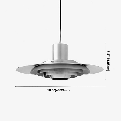 Ceiling Lamp Round Shade Modern Style Metal Chandelier Pendant Light for Living Room