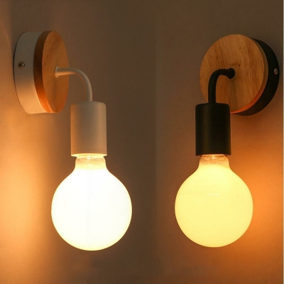 1 Lamp Wood Wall Sconces Lighting Fixtures Modern Minimal Wall Hanging Lights for Bedroom