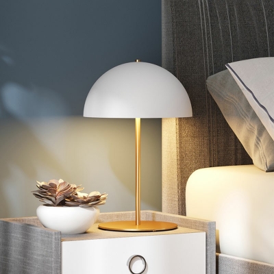 1-Light Bedside Lamps Contemporary Style Dome Shape Metal Nightstand Lamp