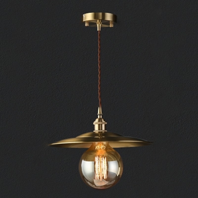 1 Light Brass Hanging Pendnant Lamp Industrial Vintage Down Mini Pendant for Living Room
