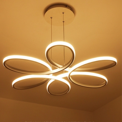 1-Light Chandelier Lighting Modernism Style Flower Shape Metal Hanging Light Fixture