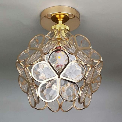 1-Light Flush Mount Lamp Traditional Style Flower Shape Metal Ceiling Mounted Fixture