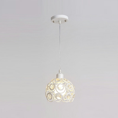 1-Light Hanging Light Kit Industrial Style Globe Shape Metal Suspension Lamp